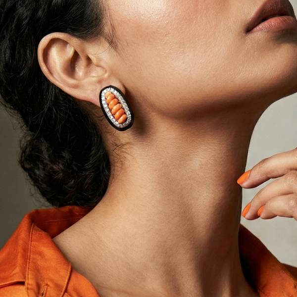 ART DECO CORAL CAPSULE EARRINGS
