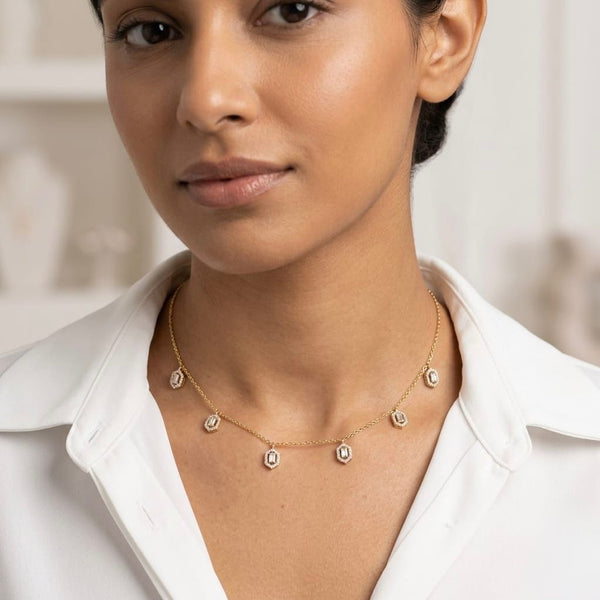 BAGUETTE HALO NECKLACE