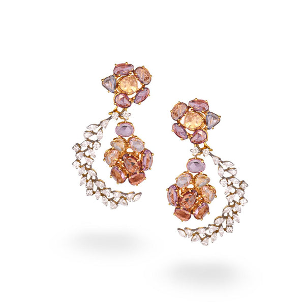 MULTI SAPPHIRE CRESCENT EARRINGS